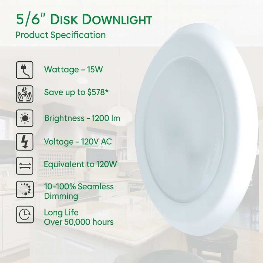 WAWA Lights LED Disc Light Ceiling 6-Inch