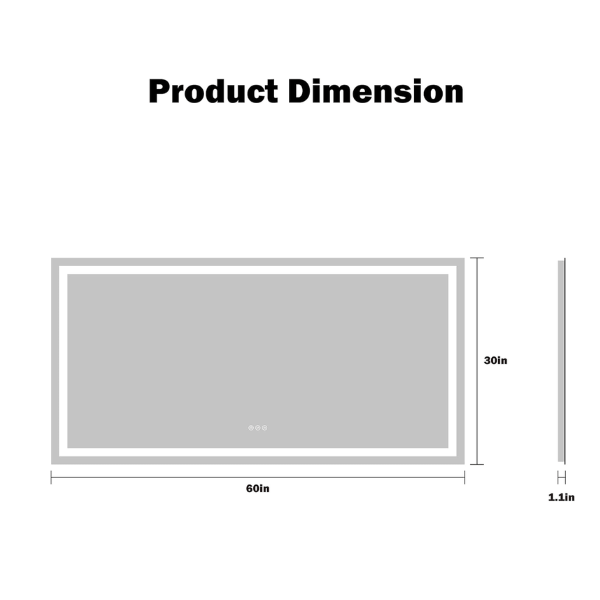WAWA Lights 60X30 Inch LED Vanity Mirror