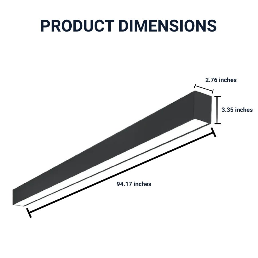WAWA Lights 8ft LED light fixture product dimension
