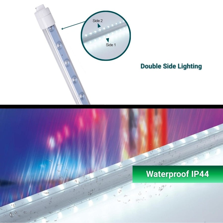 WAWA Lights 9FT LED Tube Light double sided and waterproof IP44