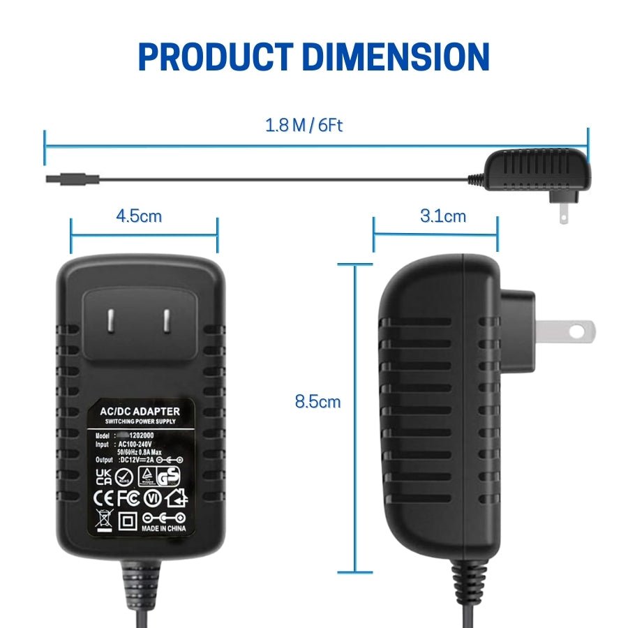 WAWA Lights Battery Charger Power Supply product dimension