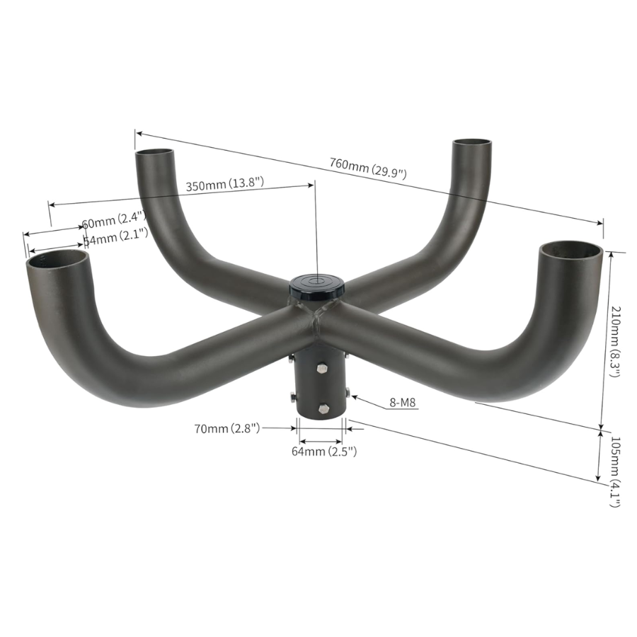 WAWA Lights slip fitter tenon adapter bracket, dimensions