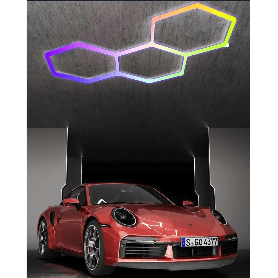 WAWA Lights RGB Hexagon LED Garage Light Kit, 16-Tube, 3-Pack, 358 Color Modes, Smart App