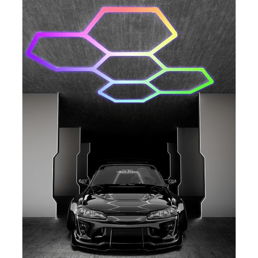 WAWA Lights RGB Hexagon LED Garage Ceiling Light, Color Changing, Honeycomb Design, Smart Control