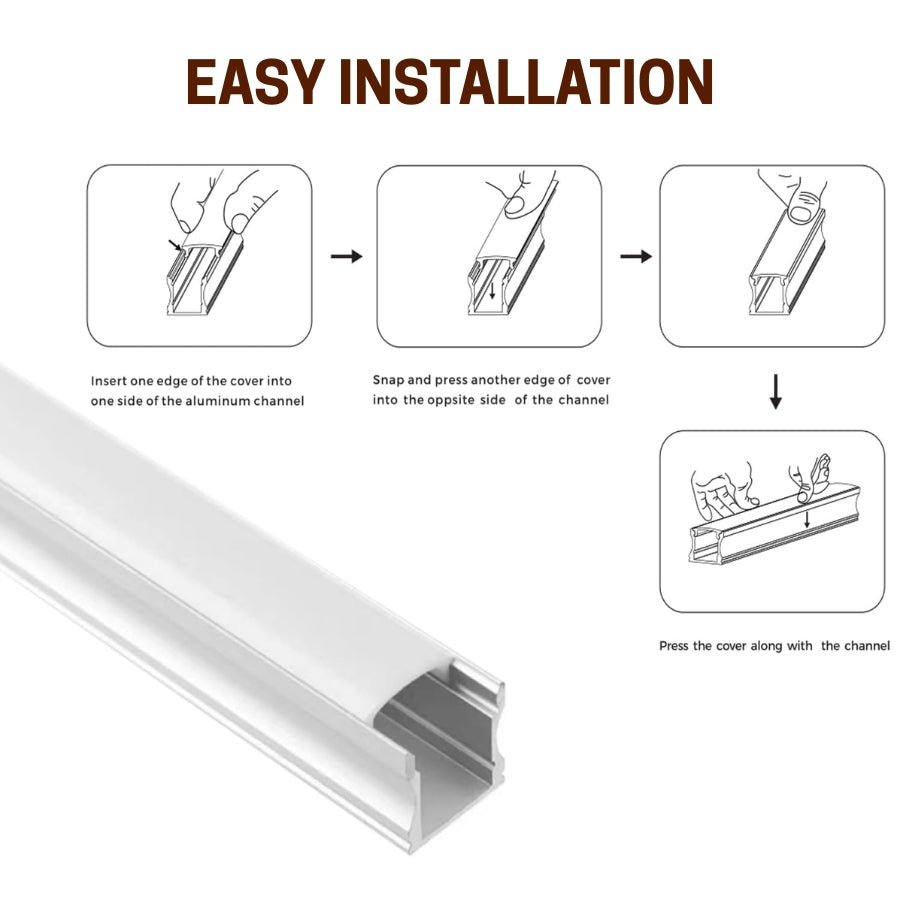 WAWA Lights 6.6FT LED Aluminum Channel Diffuser Track, Milky Cover, Wall & Ceiling Mount