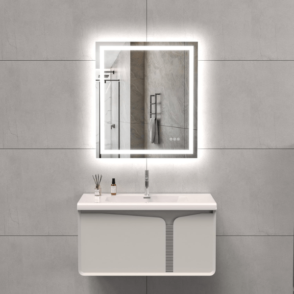 WAWA Lights 28X32 Inch LED Vanity Mirror, Front-Lit, Dimmable, Anti-Fog, IP54 Waterproof, UL