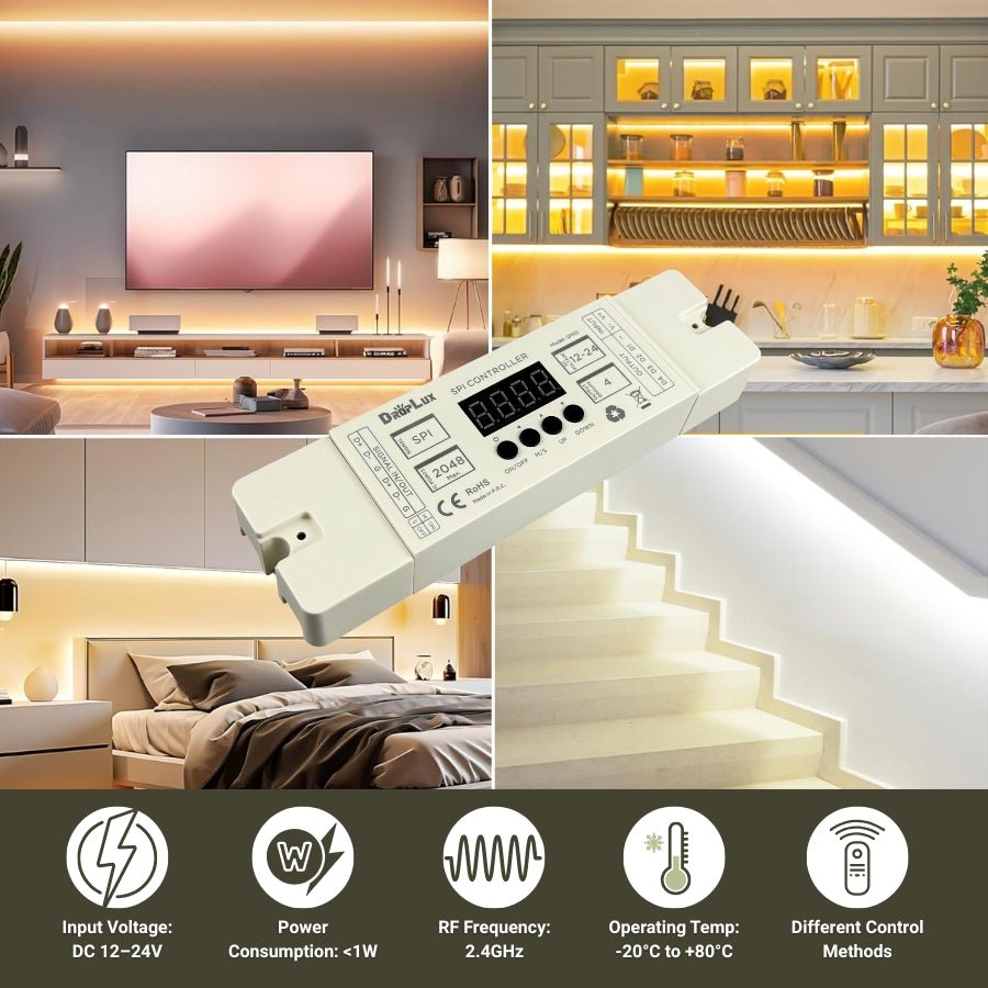 WAWA Lights SPI02 Digital LED Strip Controller, 2048 Pixels, 4 SPI Outputs, 12–24V