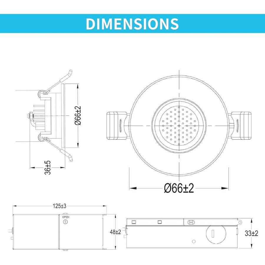 WAWA Lights LED downlights dimension