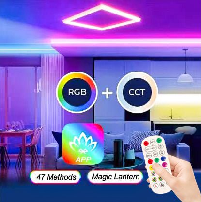 WAWA Lights 2×2 Smart RGB Edge-Lit LED Drop Ceiling Panel, 40 W, Wi-Fi & App Controlled, ETL — 6 Panels