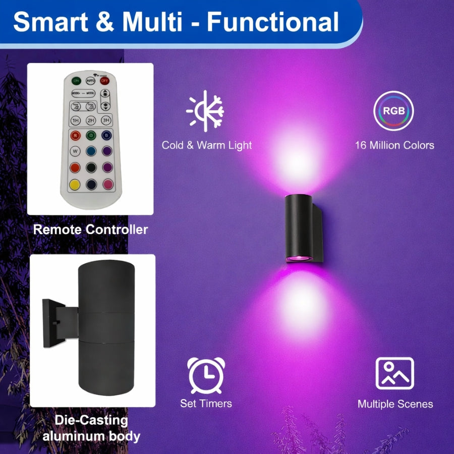 WAWA Lights RGBW Outdoor Wall Light with Remote Smart Multi Functional