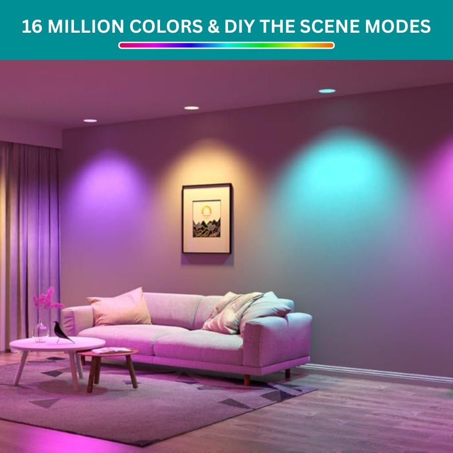 WAWA Lights 6-Inch Smart RGB LED Recessed Light, 12W, 1,080 Lumens, Wi-Fi, Tuya App, Alexa & Google