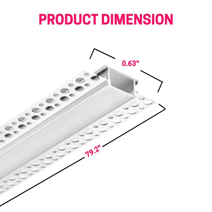 WAWA Lights 6.6FT Trimless Recessed LED Aluminum Channel, Milky Diffuser, Drywall Profile