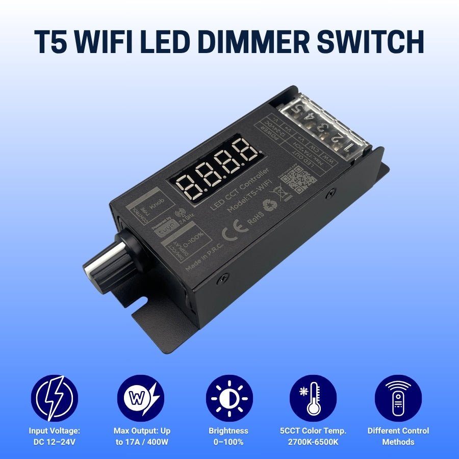 WAWA Lights CCT LED strip controller T5 wifi LED dimmer switch
