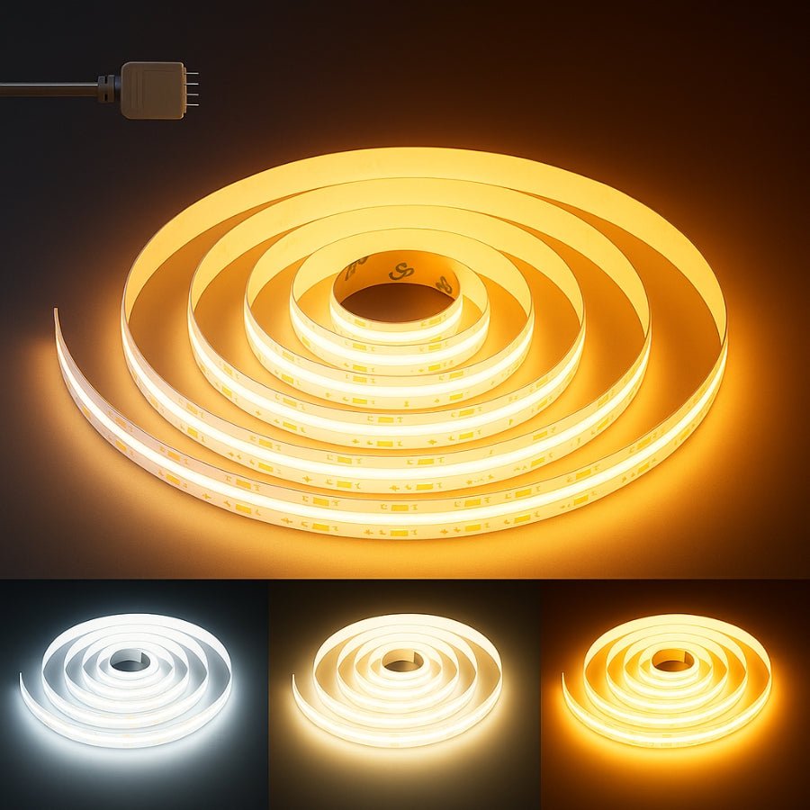 WAWA Lights 32FT Tunable White COB LED Strip, 24V, CCT 2700–6500K, CRI90+, Flicker-Free