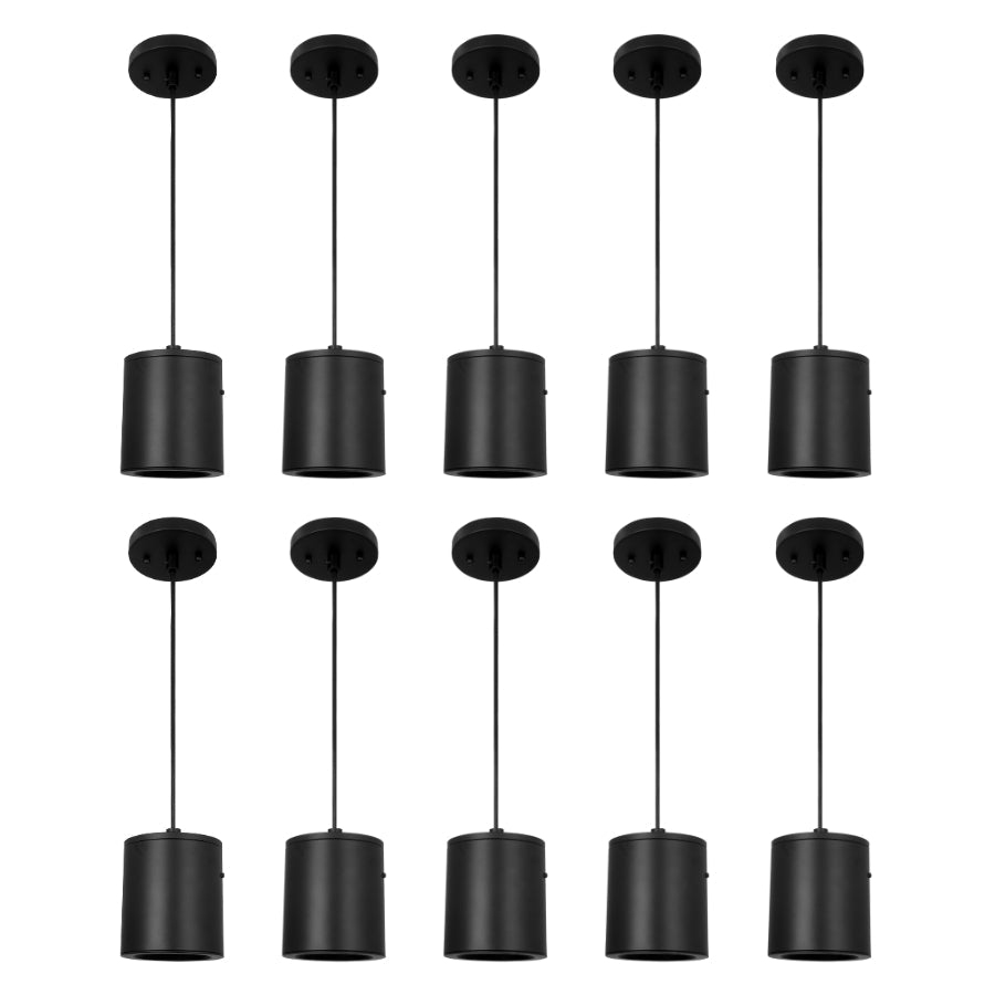WAWA Lights Commercial cylinder pendant light black LED 10-pack