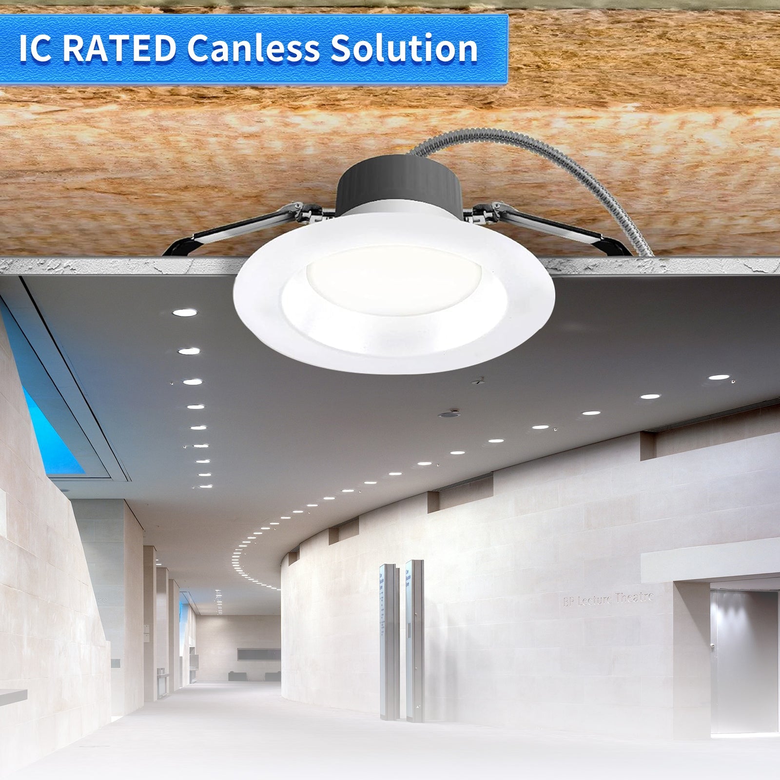 WAWA Lights 8-Inch LED Recessed Downlight, 12–30W, 2,400 Lumens, 5CCT, 0–10V Dimmable, IC Rated, UL