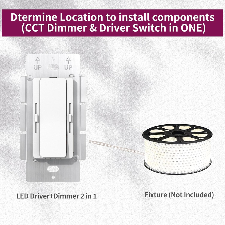 WAWA Lights 120W LED Driver & Dimmer Switch 2-in-1, 12V Output, Class 2, UL/FCC/CE