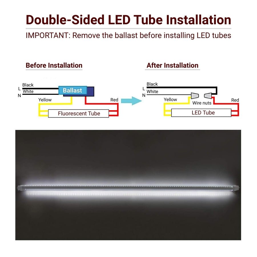 WAWA Lights Double sided LED tube installation at switch to LED