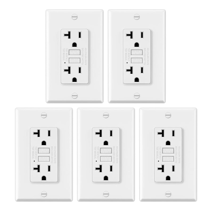 WAWA Lights 20A GFCI Outlet with LED Indicator, Decor, Wallplate Included, ETL Listed, White