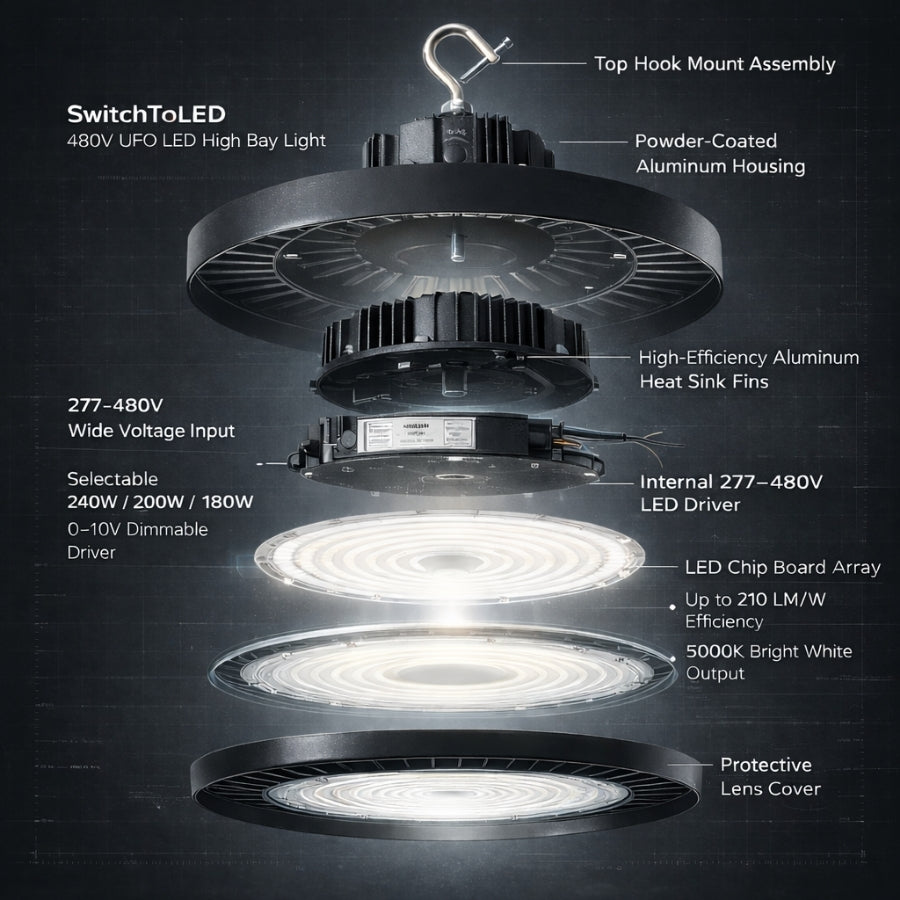 WAWA Lights High bay UFO LED shop lights 180W
