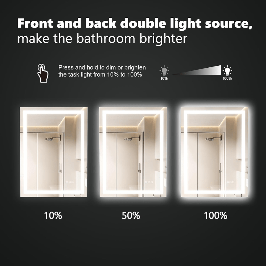 WAWA Lights LED bathroom mirror 60x40 inch front back light