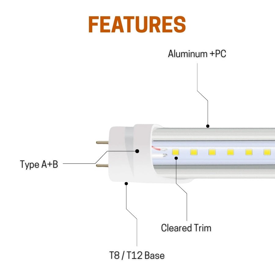 WAWA Lights LED fluorescent tube light fixtures type A B