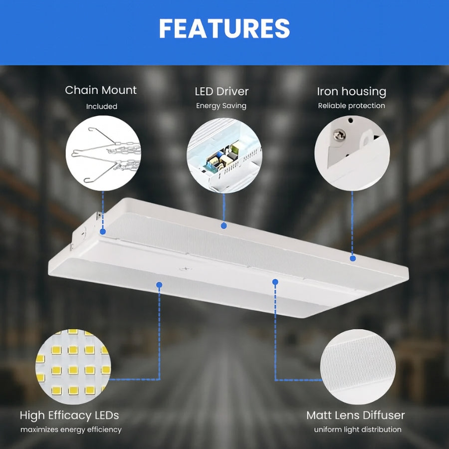 WAWA Lights LED linear high bay light, 320W, UL and DLC listed