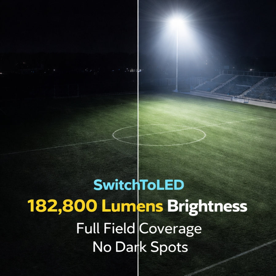 WAWA Lights 1200W LED outdoor sports lighting, high-mast flood fixture, DLC listed