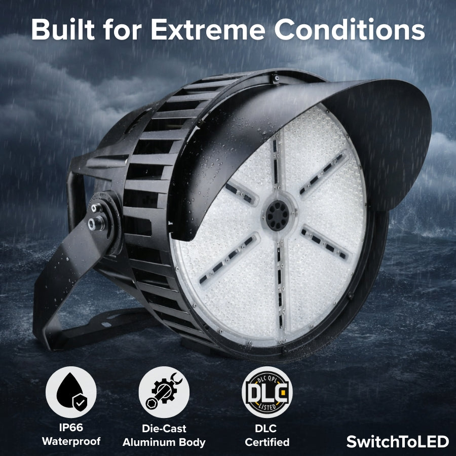 WAWA Lights 1200W LED sports field light, 182,800 lumens daylight output