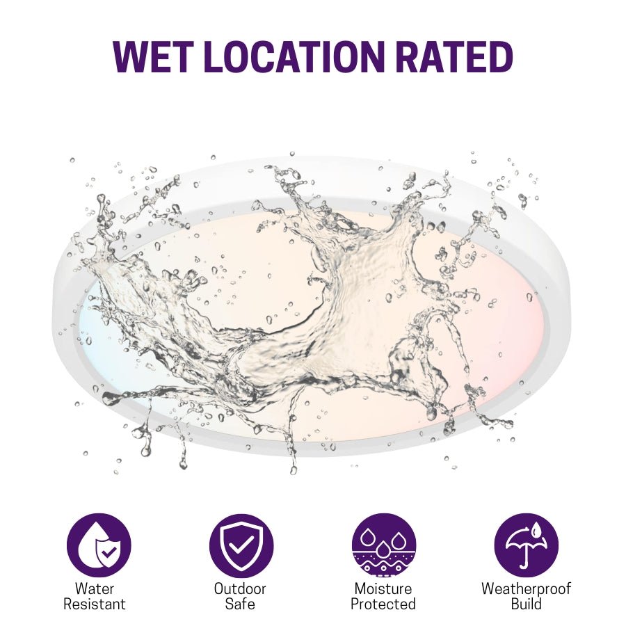 WAWA Lights 7-Inch LED Surface Disk Light, 15W, 1,000 Lumens, 5CCT, Dimmable, Wet Location, ETL