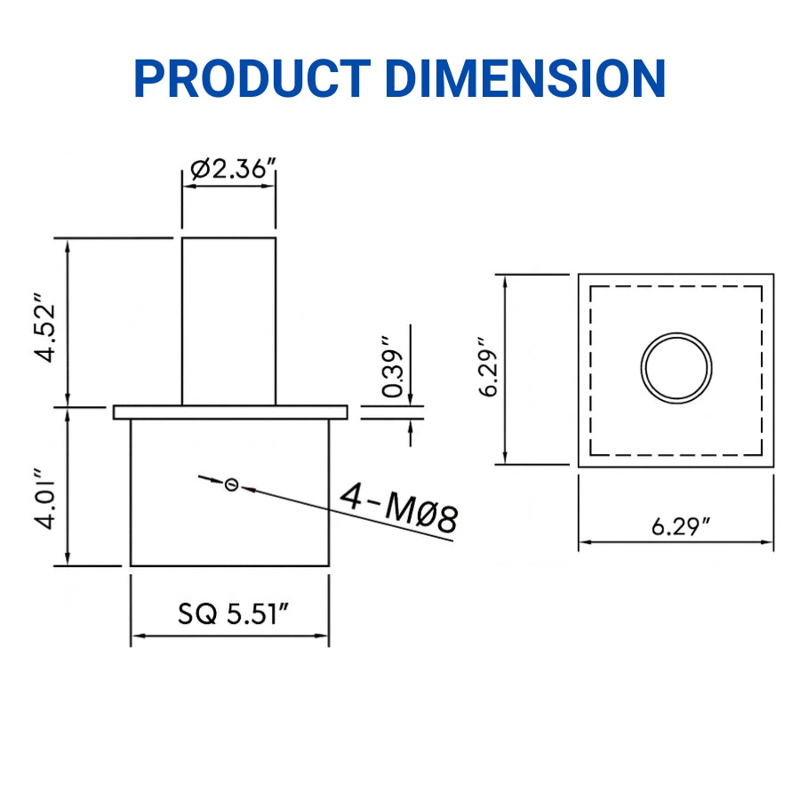 WAWA Lights Light pole tenon adapter