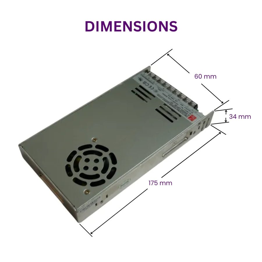 WAWA Lights LRS-350-12 350W 12V Switching Power Supply, 29A, UL/CE/RoHS, Single Output