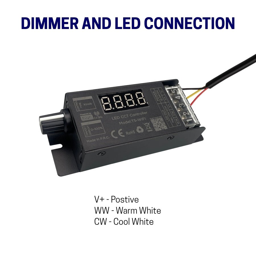 WAWA Lights RGB CCT LED controller dimmer and LED connection