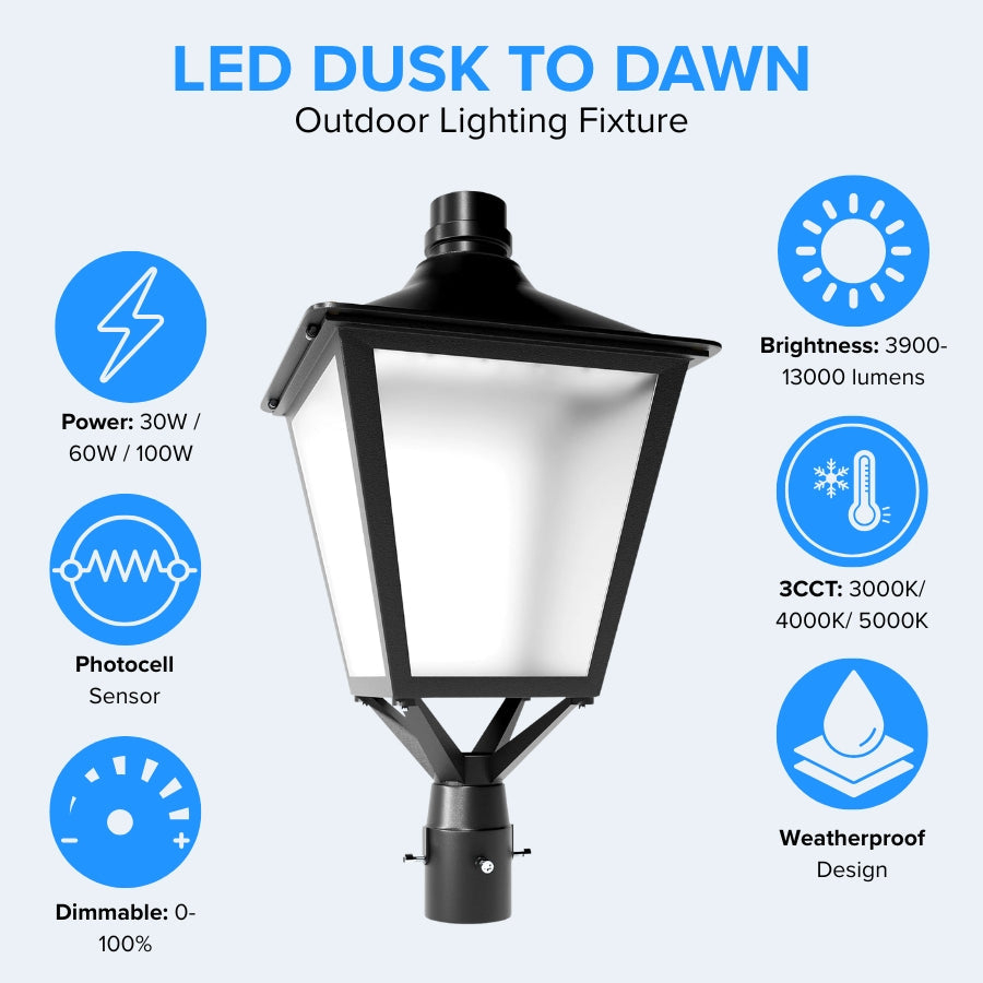 WAWA Lights Selectable LED post top lantern outdoor light features