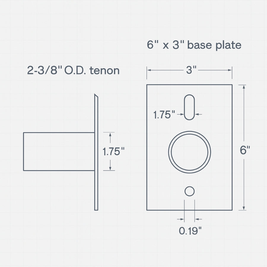 WAWA Lights Single tenon adapter for 2 3 8 o.d tenon