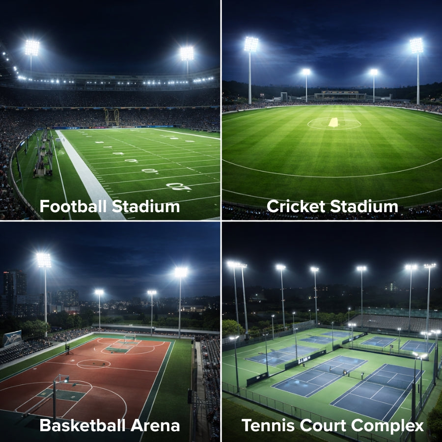 WAWA Lights 1200W LED sports field flood lights, 5000K, IP65 waterproof, DLC listed