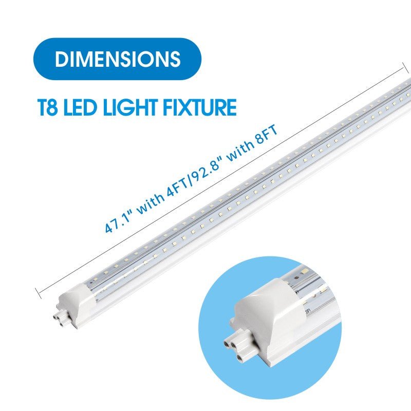 WAWA Lights T8 LED light fixture with dimension