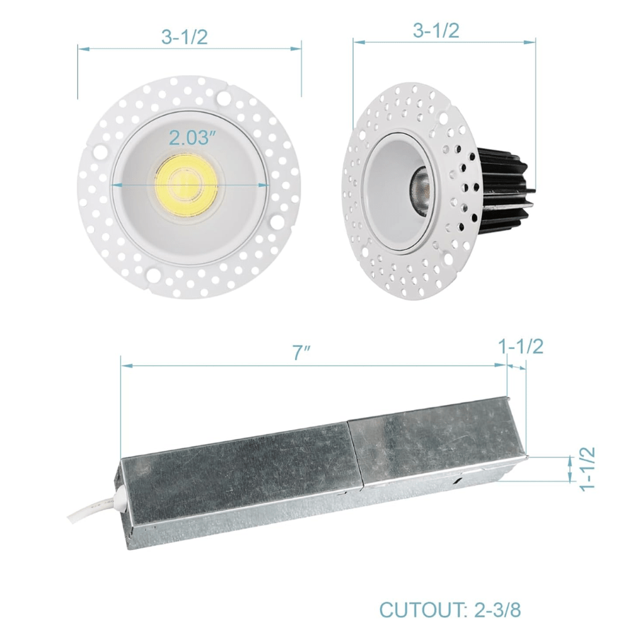 WAWA Lights Trimless recessed downlight product dimension