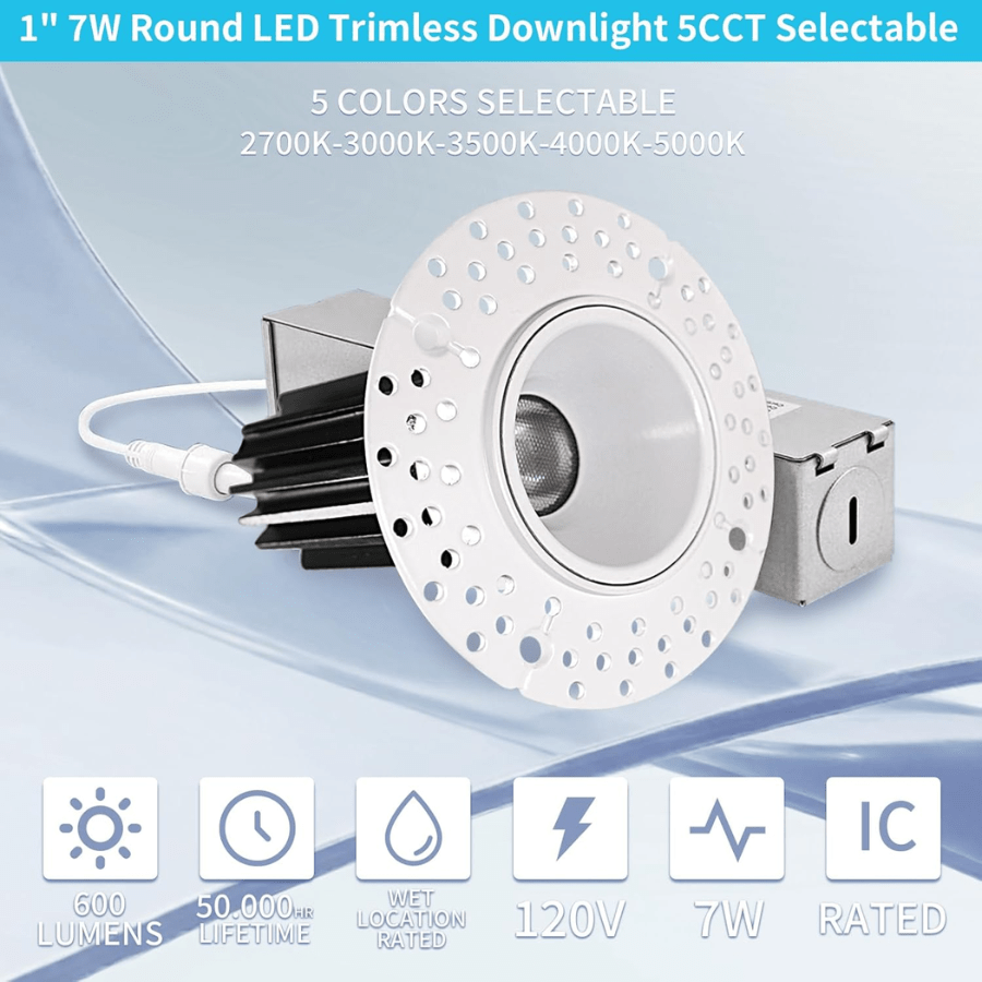 WAWA Lights Trimless recessed downlights 1 inch 7W