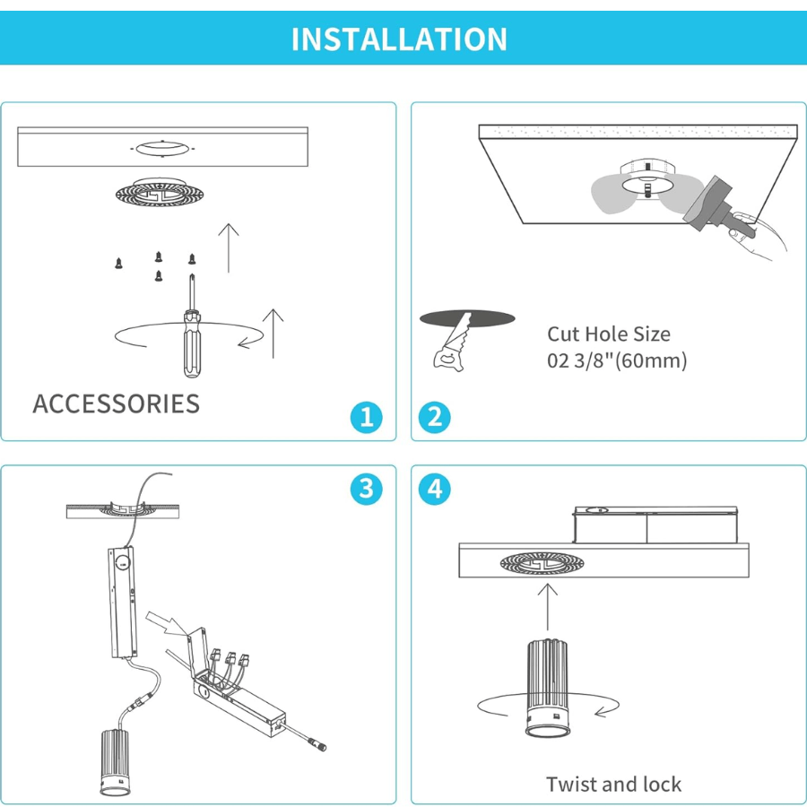 WAWA Lights Trimless recessed LED downlights easy intall guide