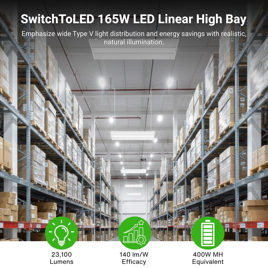 WAWA Lights 165W linear LED high bay light fixtures