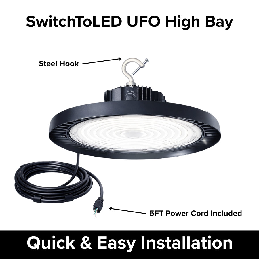 WAWA Lights UFO High Bay light fixture with steel hook